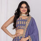 Rajwada Purple Georgette Embroidered Semi-Stitched lehenga For Women