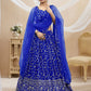Rajwada Blue Georgette Embroidered Semi-Stitched Lehenga For Women