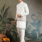 Rajwada White Silk Blend Embroidered Stitched Kurta Set For Men