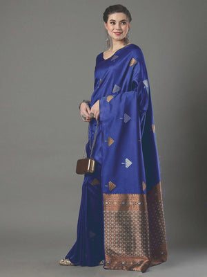 Rajwada Royal Blue Silk Blend Woven Saree For Women