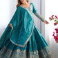 Rajwada Sea Green Silk Blend Embroidered Semi-Stitched lehenga For Women