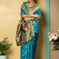 Rajwada Sky Blue Silk Blend Woven Pithani Saree For Women