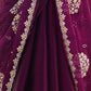 Rajwada Wine Organza Embroidered Solid Saree For Women