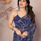 Rajwada Blue Georgette Printed Saree With Unstitched Blouse For Women