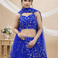 Rajwada Blue Georgette Embroidered Semi-Stitched Lehenga For Women