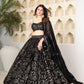 Rajwada Black Georgette Embellished Semi Stitched Lehenga For Women