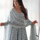 Rajwada Light  Blue Chiffon Floral Digital Print Stitched Kurta Set For Women