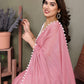 Rajwada Pink Banglori Lace Work Saree With Unstitched Blouse For Women