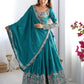 Rajwada Sea Green Silk Blend Embroidered Semi-Stitched lehenga For Women