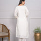 Rajwada White Silk Blend Embroidered Stitched Kurta Set For Women