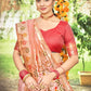 Rajwada Peach Silk Blend Printed Saree For Women