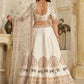 Rajwada Off White Silk Blend Embroidered Semi-Stitched Lehenga For Women