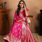 Rajwada Pink Silk Blend Woven Elegant Saree For Women