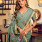 Rajwada Green Cotton Blend Solid Saree For Women