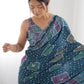 Rajwada Teal Chinon Printed Saree With Unstitched Blouse For Women