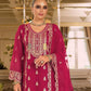 Rajwada Magenta Chinon Embellished Semi Stitched Kurta Set For Women