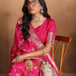 Rajwada Pink Silk Blend Woven Elegant Saree For Women