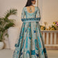Rajwada Sky Blue Banarasi Silk Embroidered Semi-Stitched Lehenga For Women