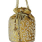 Rajwada Mustard Suede Embellished Potli For Women