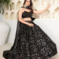 Rajwada Black Georgette Embellished Semi Stitched Lehenga For Women