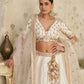 Rajwada Off White Silk Blend Embroidered Semi-Stitched Lehenga For Women