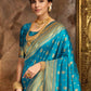 Rajwada Sky Blue Silk Blend Woven Pithani Saree For Women