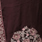 Rajwada Burgundy Georgette Embroidered Saree With Stitched Blouse For Women