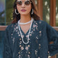 Rajwada Navy Blue Georgette Embellished Semi-Stitched Kurta Set For Women
