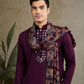 Rajwada Wine Viscose Rayon Woven Kurta For Men