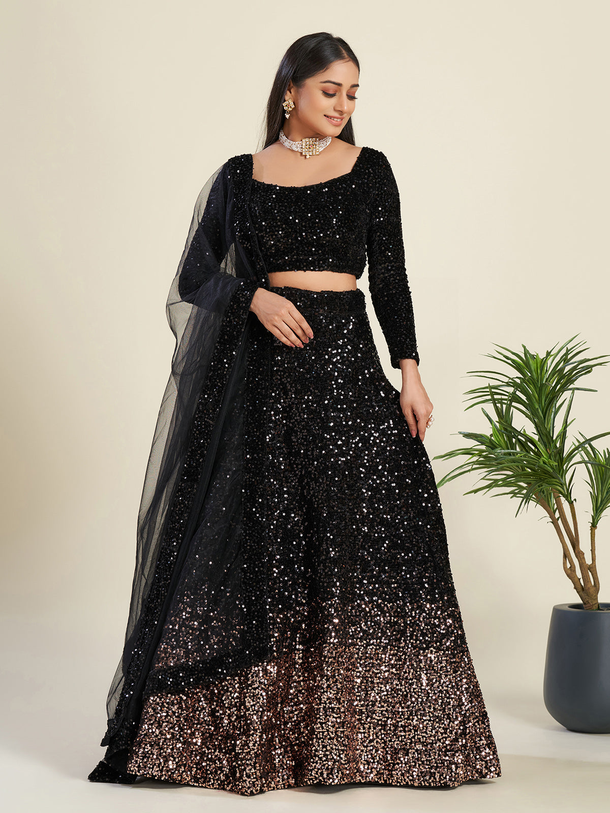 Rajwada - Black Sequins Lehenga
