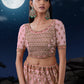 Rajwada Pink Embroidered Soft Net Semi Stitched Lehenga With Blouse For Women