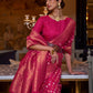 Rajwada Pink Silk Blend Woven Saree With Unstitched Blouse for Women