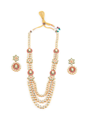 Rajwada Women Red & Gold Kundan Jewellery Set
