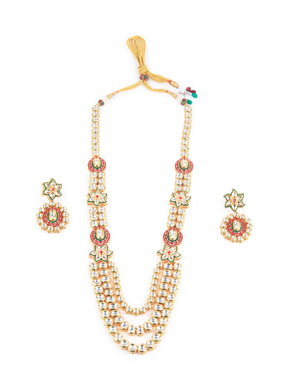 Rajwada Women Red & Gold Kundan Jewellery Set