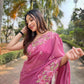 Rajwada Pink Organza Embroidered Saree With Unstitched Blouse For Women