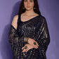 Rajwada Navy Blue Embellished Georgette Saree With Unstitched Blouse For Women