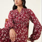 Rajwada Red Rayon Stitched Printed Indo Western Dress For Women