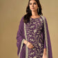 Rajwada Purple Chinon Embroidered Semi-Stitched Kurta Set For Women