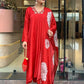 Rajwada Red Silk Blend Embroidered Stitched Kurta Set For Women