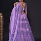 Rajwada Women Lavender Net Embroidered Semi Stitched Lehenga Choli