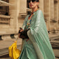 Rajwada Sea Green Silk Blend Woven Saree With Unstitched Blouse For Women