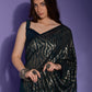 Rajwada Teal Embellished Georgette Saree With Unstitched Blouse For Women