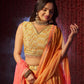 Rajwada Orange Organza Embroidered Semi-Stitched Lehenga For Women