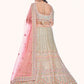 Rajwada Off White Embroidered Soft Net Semi Stitched Lehenga With Blouse For Women