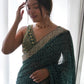 Rajwada - Beautiful Teal Georgette Silk Saree with Unstitched Blouse