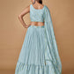 Rajwada Blue Embroidered Chiffon Stitched Lehenga With Blouse For Women