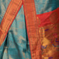 Rajwada Blue and Red Woven Banglori Silk Saree with Unstitched Blouse for Women