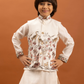 Rajwada Off White Viscose Silk Embroidered Stitched Kurta Set For Kids