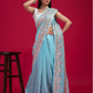 Rajwada - Blue Georgette Embroidered Saree with Unstitched Blouse