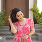 Rajwada Pink Georgette Printed Stitched Gown For Women